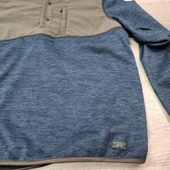 GH BASS & Co. Men's Blue and Green 3/4 Snap Front Pullover Sweatshirt Size Large - Picture 2 of 14